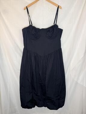 Future Collective Black Corset Midi Dress 1X Cotton Blend Bubble Hem